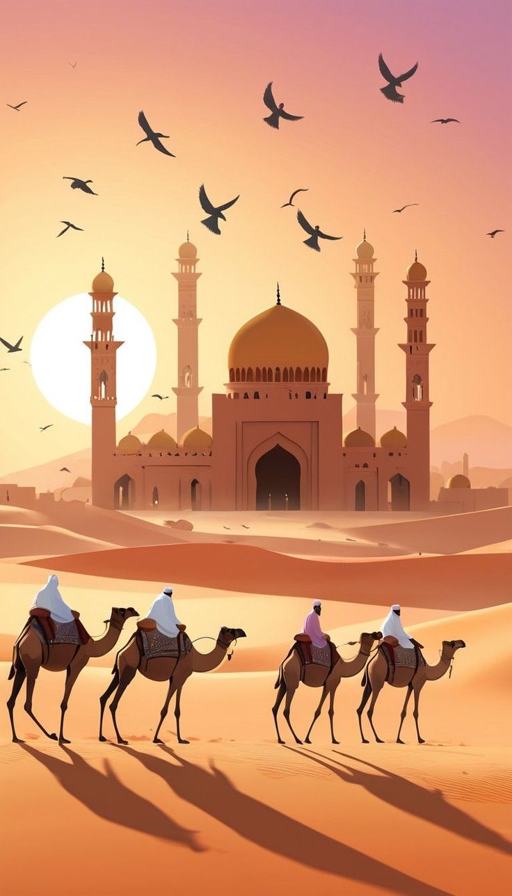 Desert Journey to the Mosque Poster Wall Art