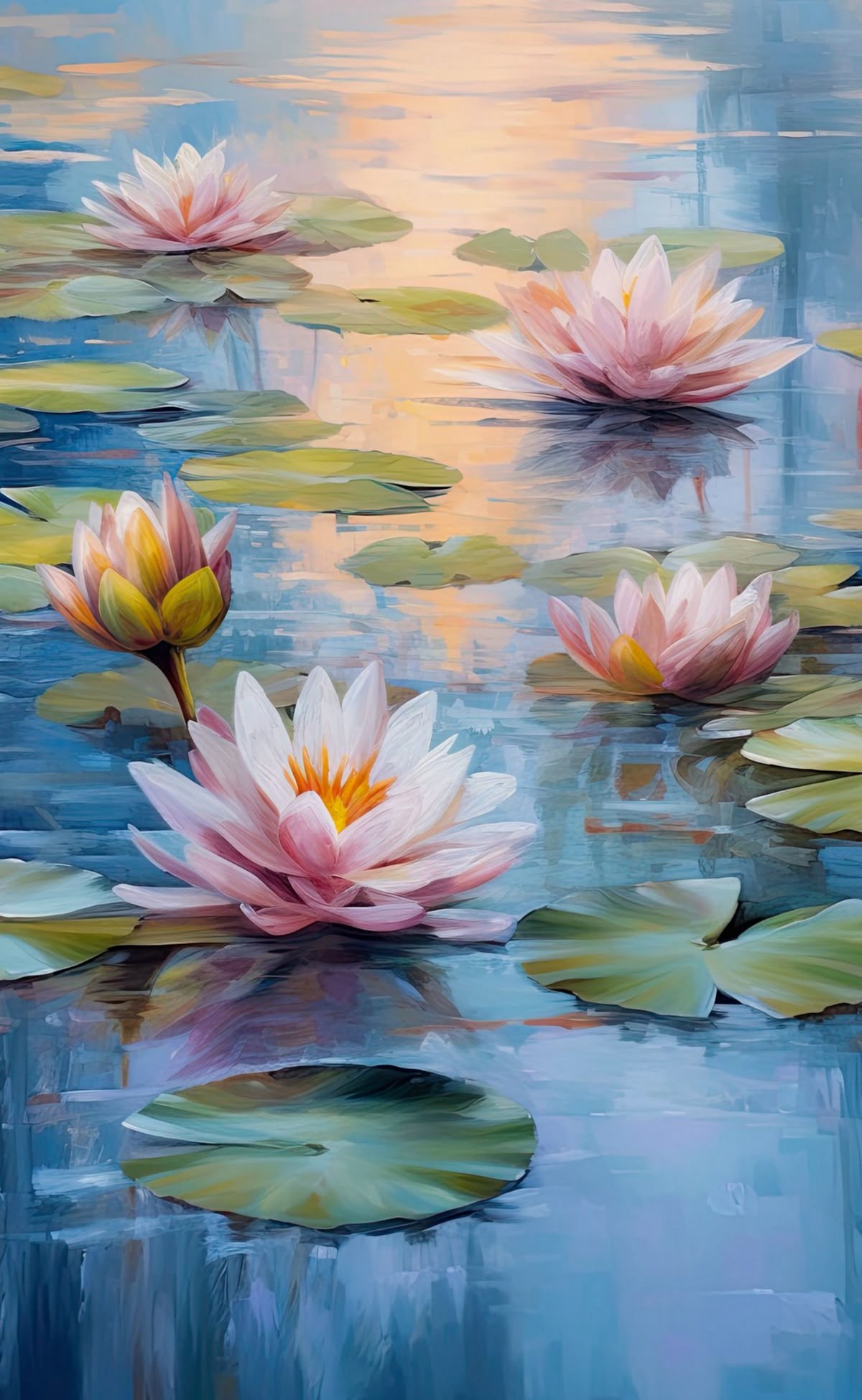 Lotus Pond Impressionist Painting Poster Wall Art