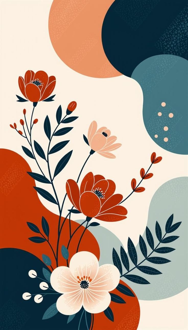 Abstract Floral and Shapes Poster Wall Art