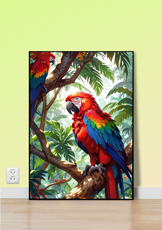 Macaws in Jungle Trees Poster Wall Art