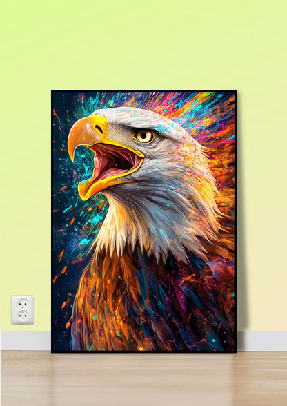 Colorful Screaming Eagle Poster Wall Art