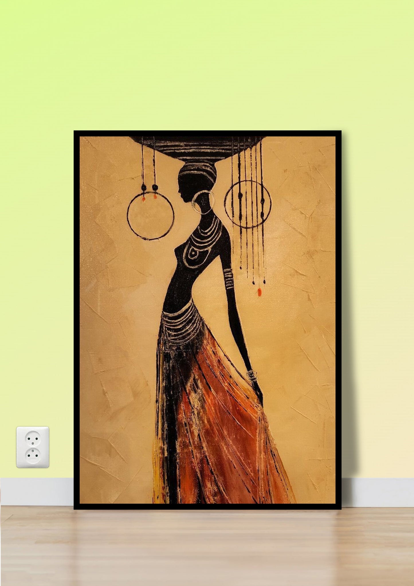 Gold & Black African Woman Wall Art