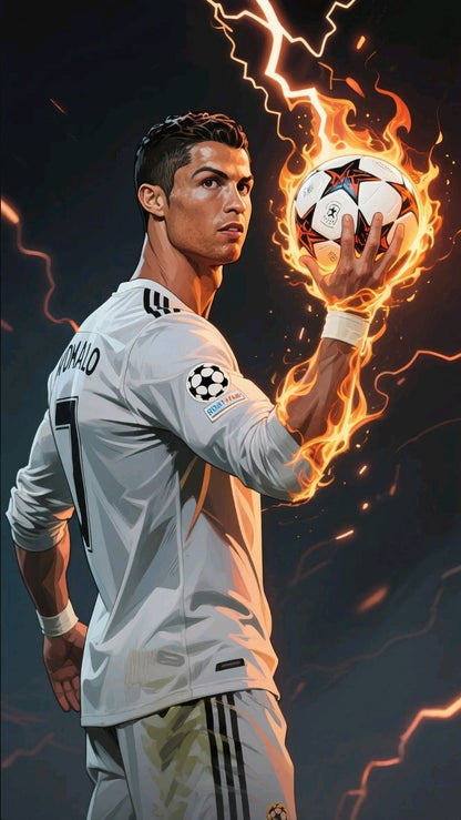 Cristiano Ronaldo Fire Ball Poster Wall Art