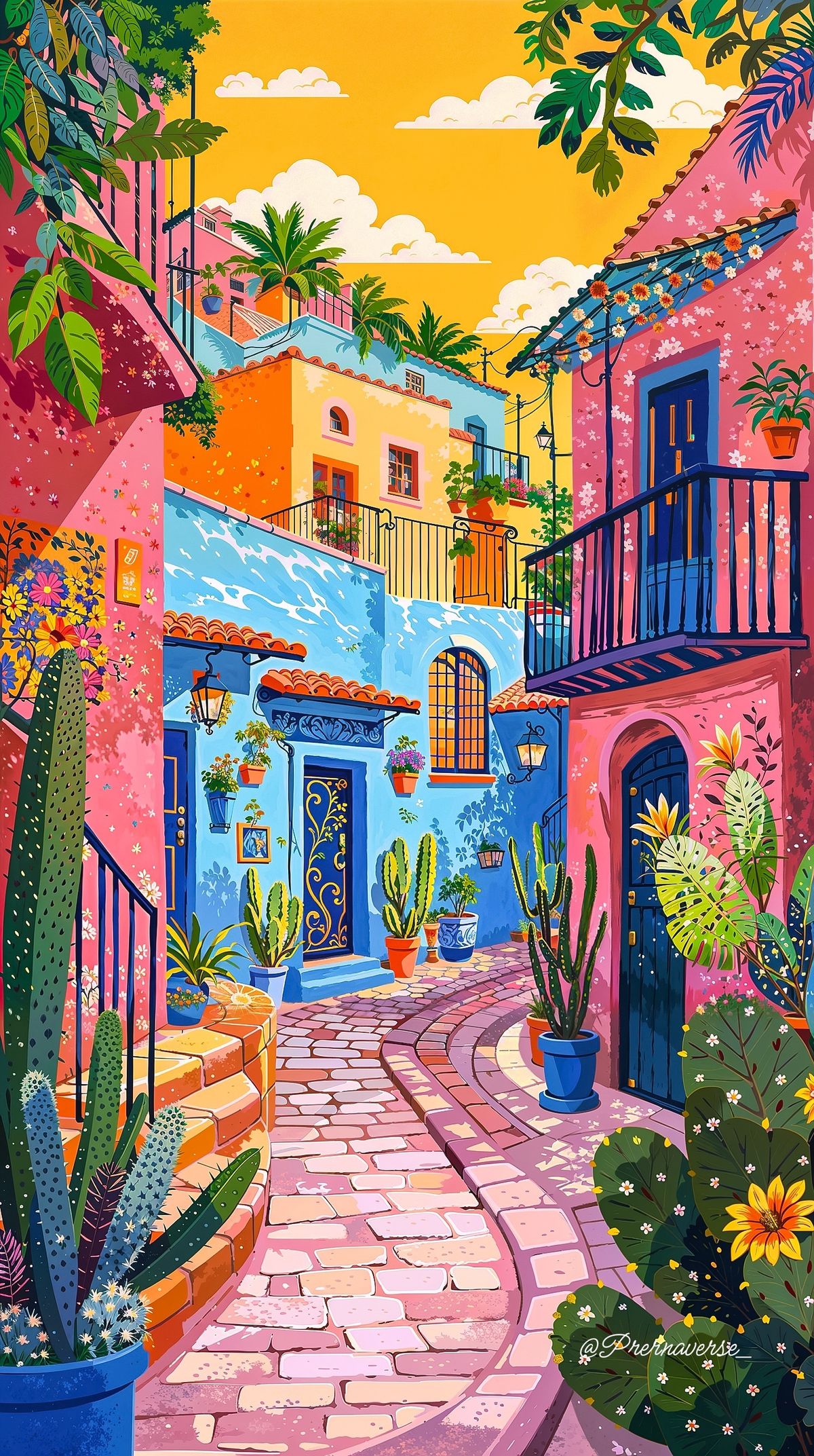 Vibrant Mexican Alleyway Poster Wall Art