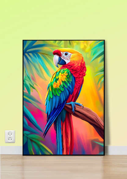 Tropical Macaw Perched Poster Wall Art