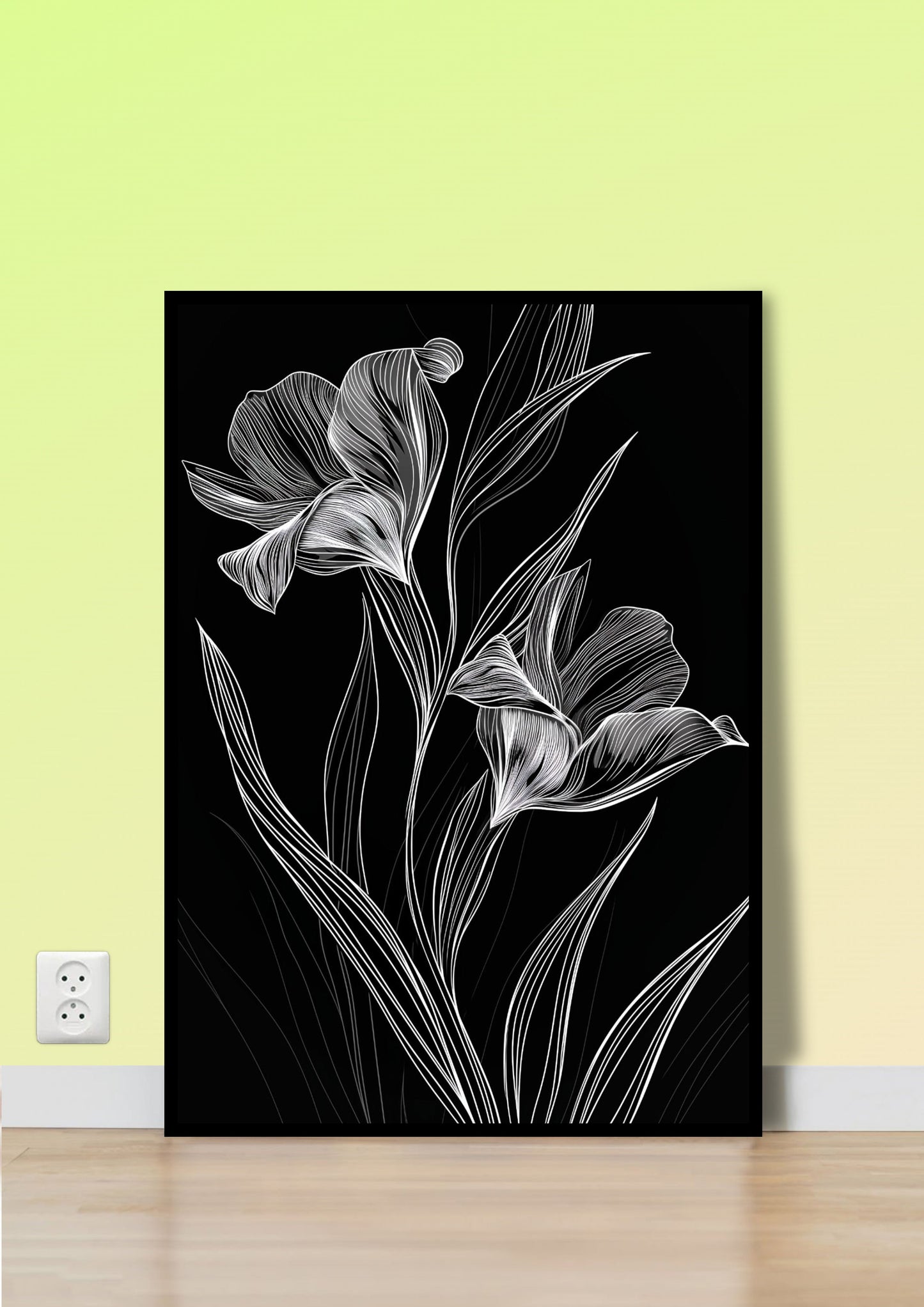 Black & White Line Art Flowers Wall Art
