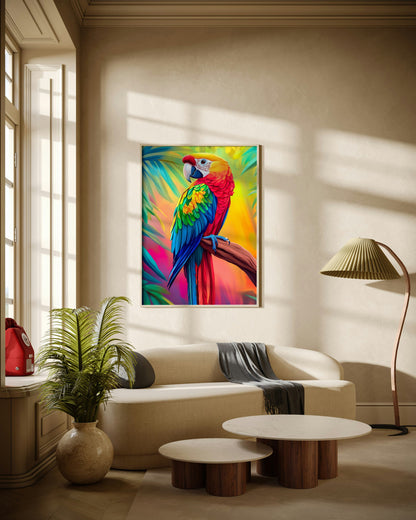 Tropical Macaw Perched Poster Wall Art