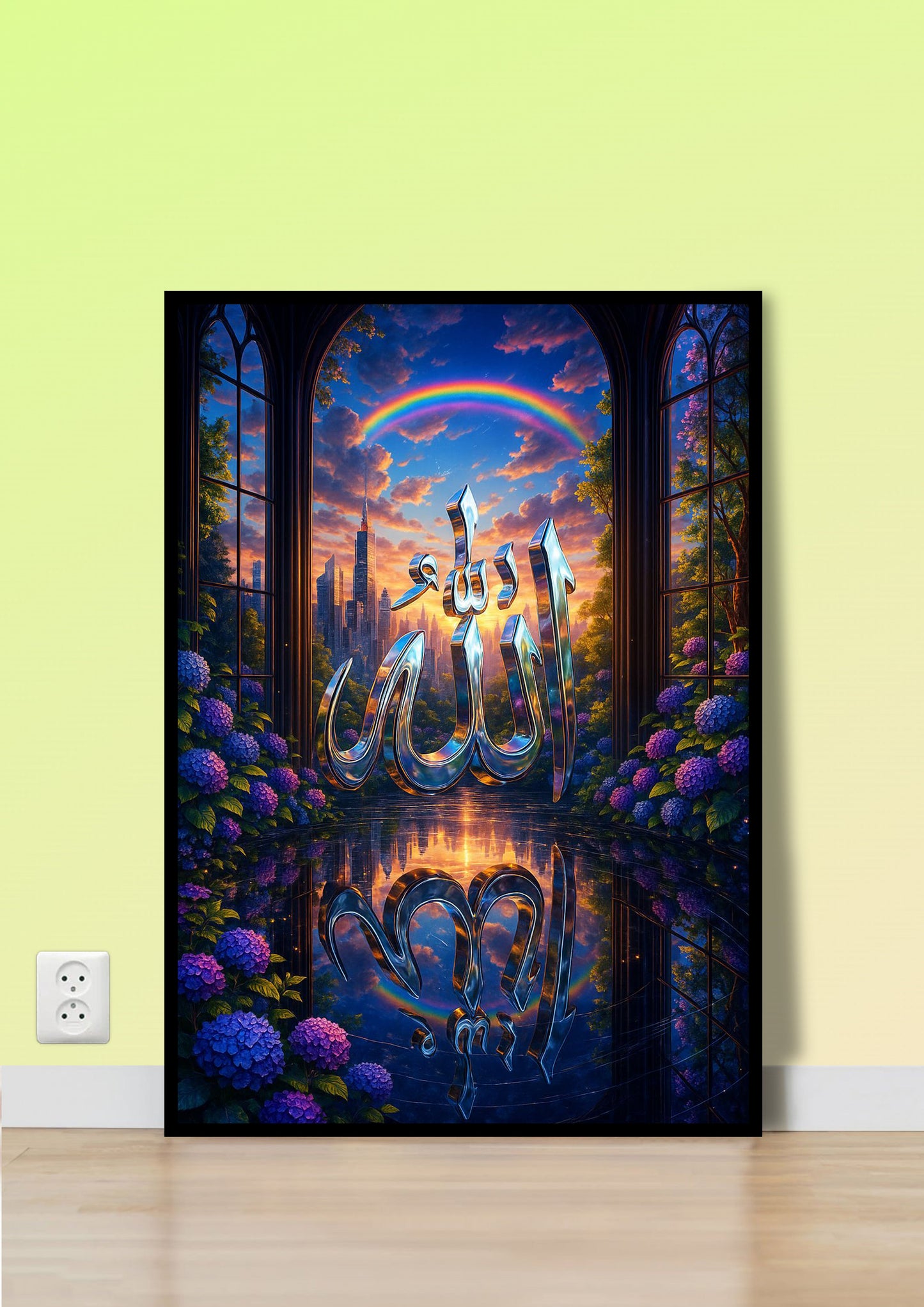 Rainbow Allah Calligraphy Wall Art