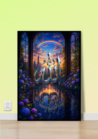 Rainbow Allah Calligraphy Wall Art