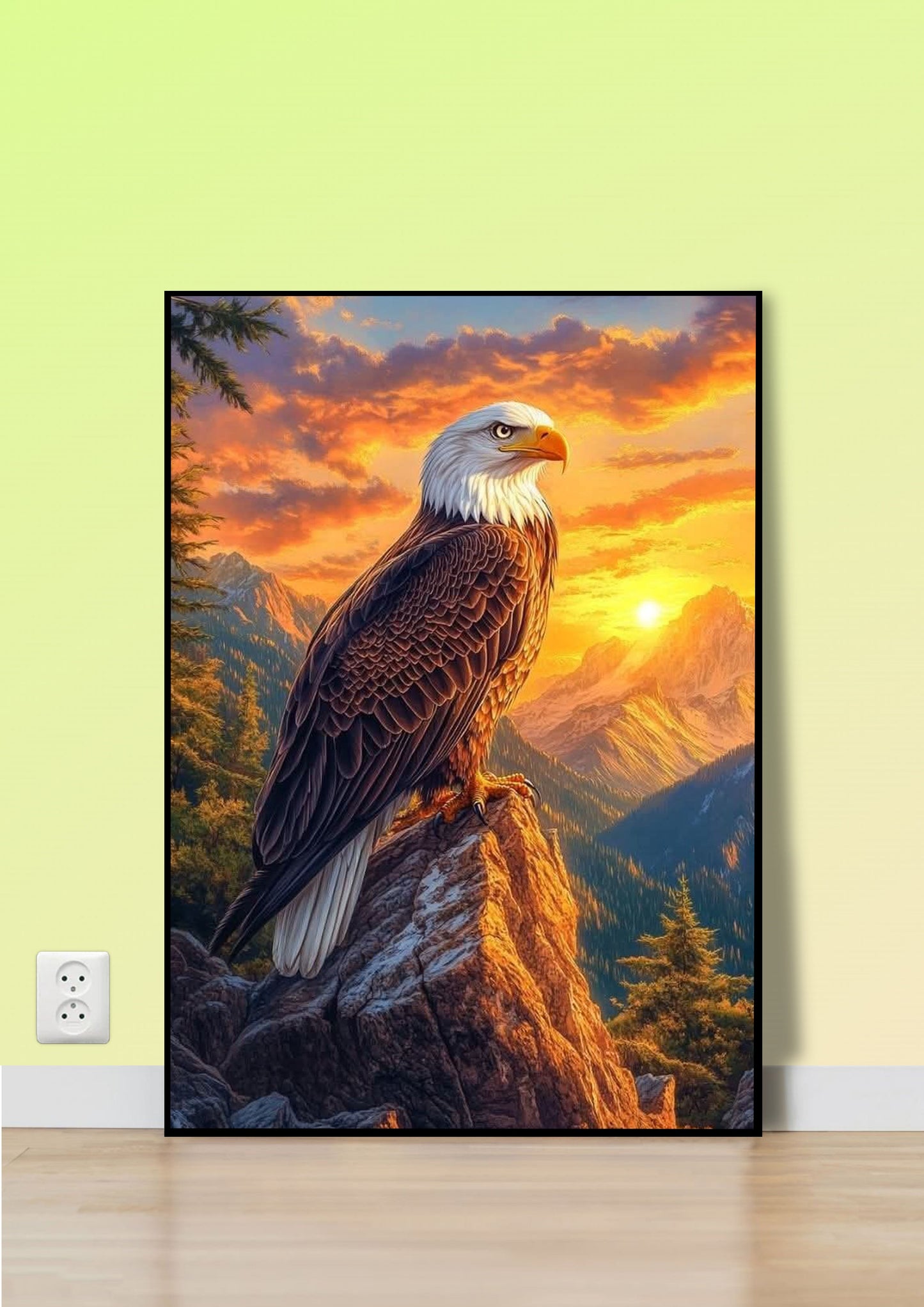 Majestic Eagle Sunset Poster Wall Art