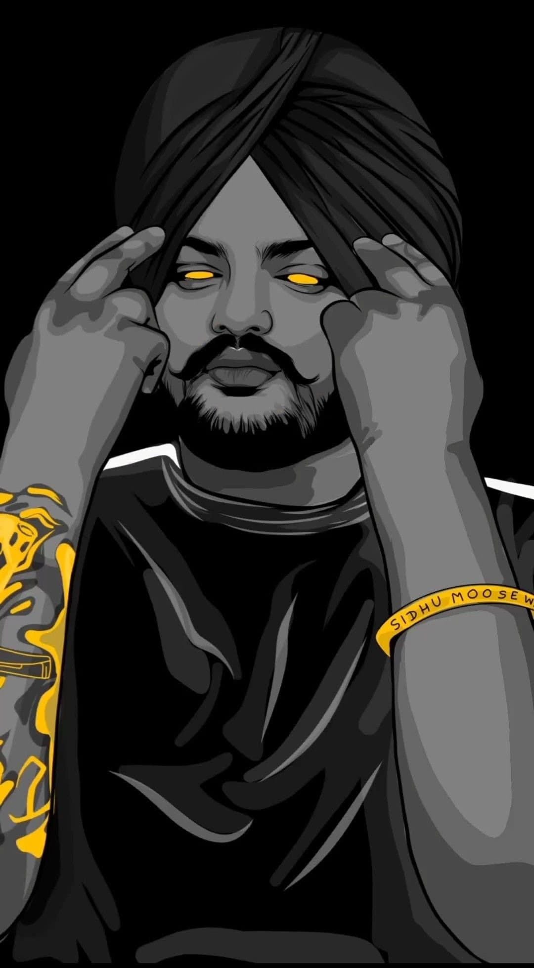 Sidhu Moose Wala Black and Gold Art Poster Wall Art