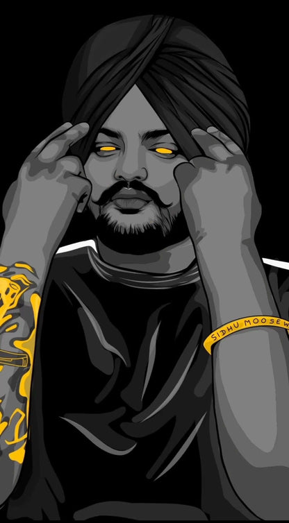 Sidhu Moose Wala Black and Gold Art Poster Wall Art