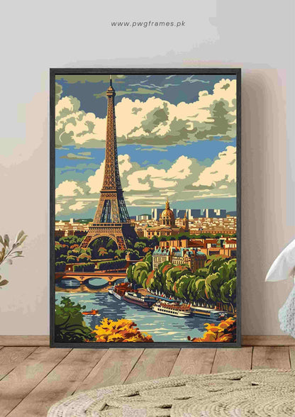 Vintage Paris Cityscape Poster Wall Art