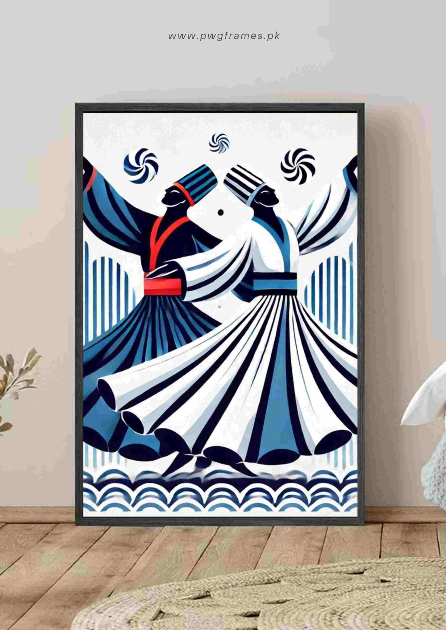Whirling Dervishes Blue and White Poster Wall Art