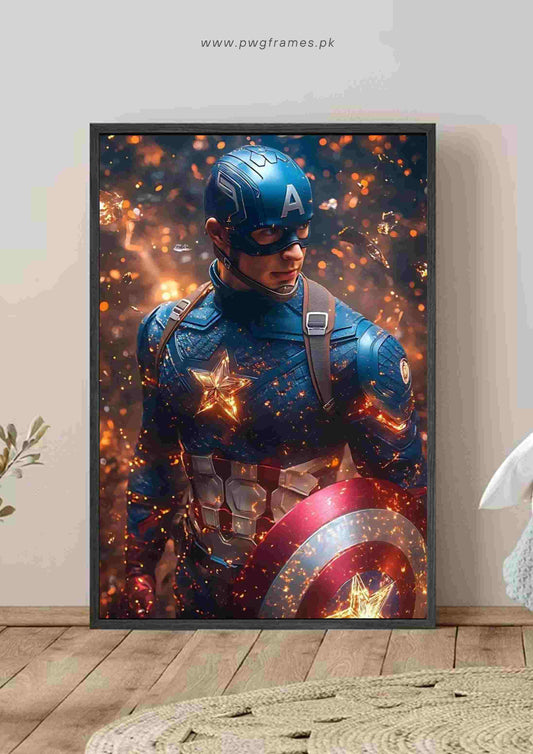 Captain America Sparkle Poster Wall Art