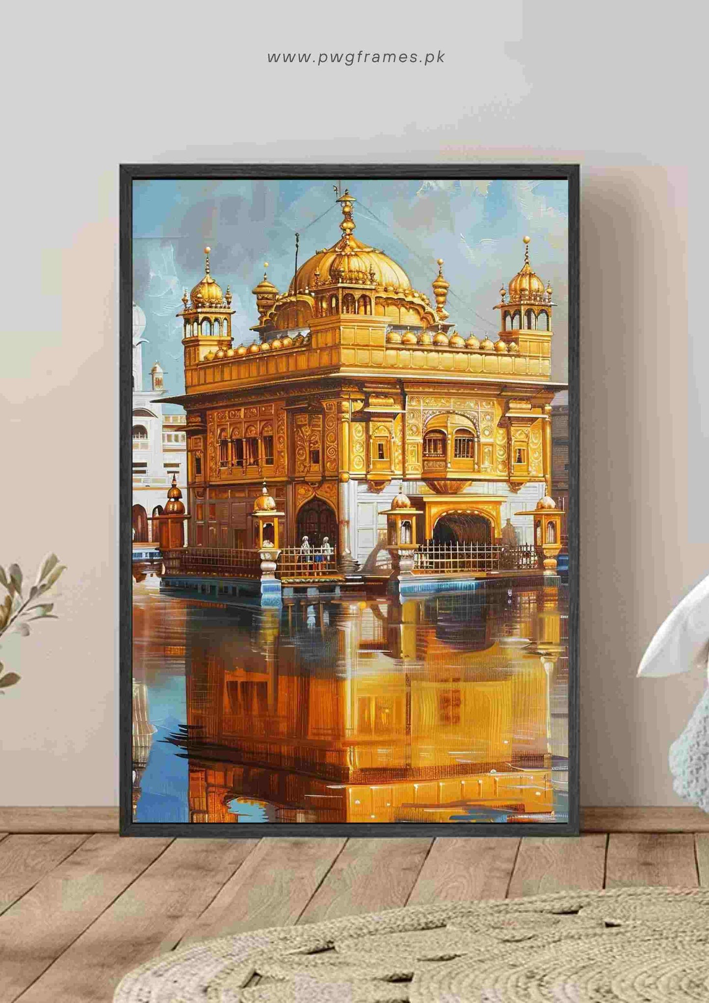 Golden Temple Reflection Painting Poster Wall Art