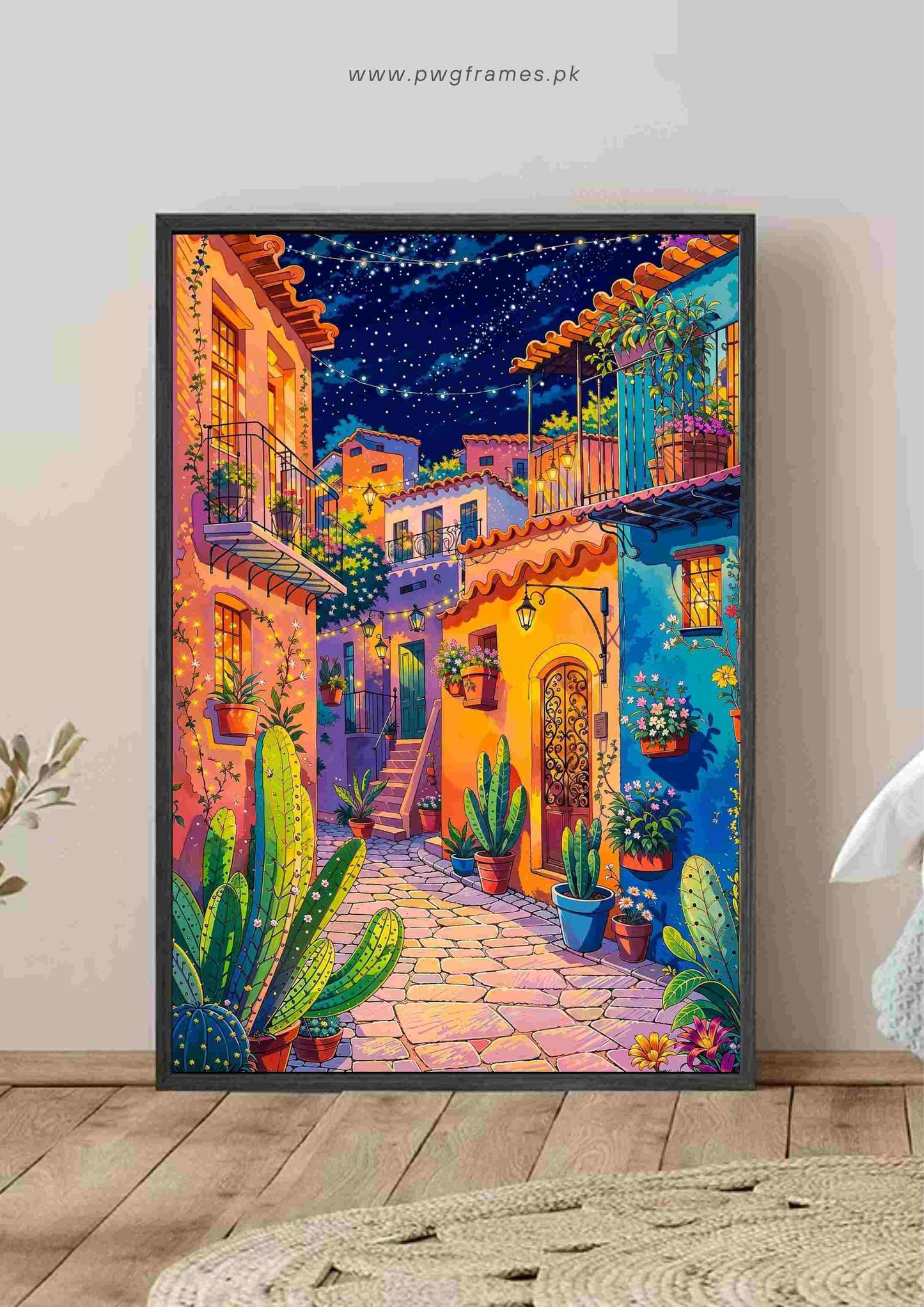 Starry Night in a Mexican Alley Poster Wall Art