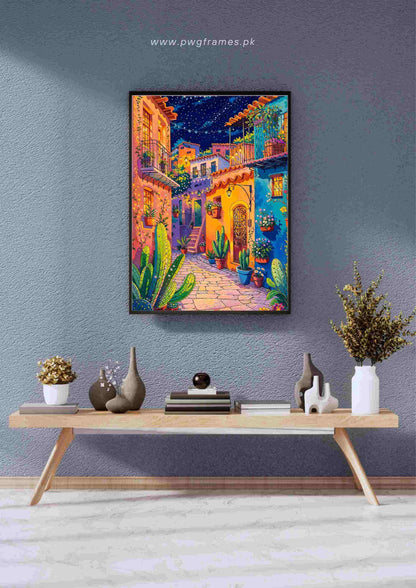 Starry Night in a Mexican Alley Poster Wall Art