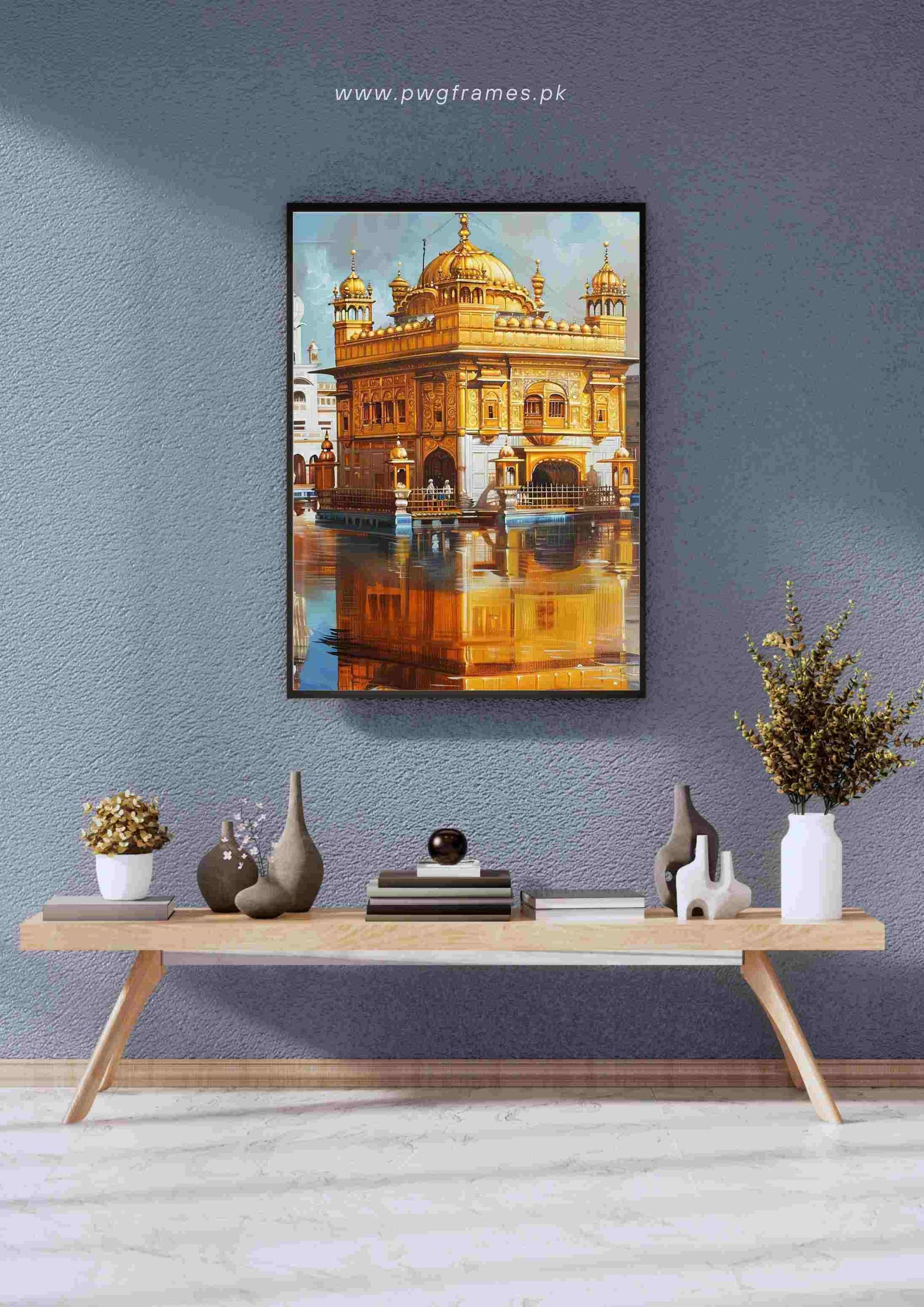 Golden Temple Reflection Painting Poster Wall Art