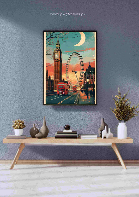 Vintage London Big Ben and Eye Poster Wall Art