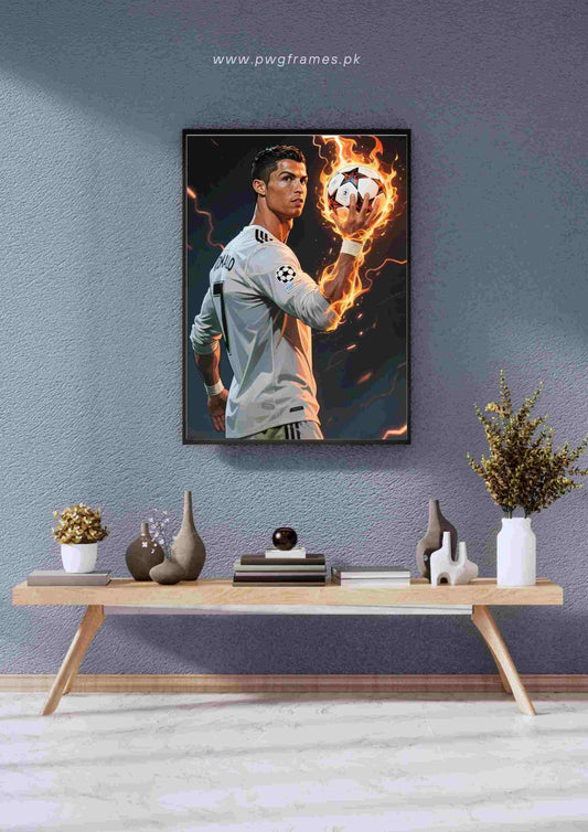 Cristiano Ronaldo Fire Ball Poster Wall Art