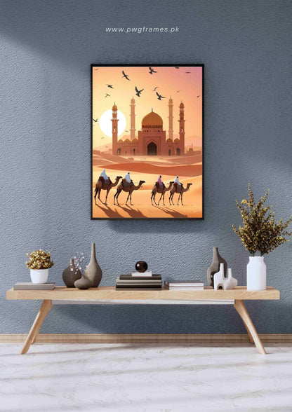 Desert Journey to the Mosque Poster Wall Art