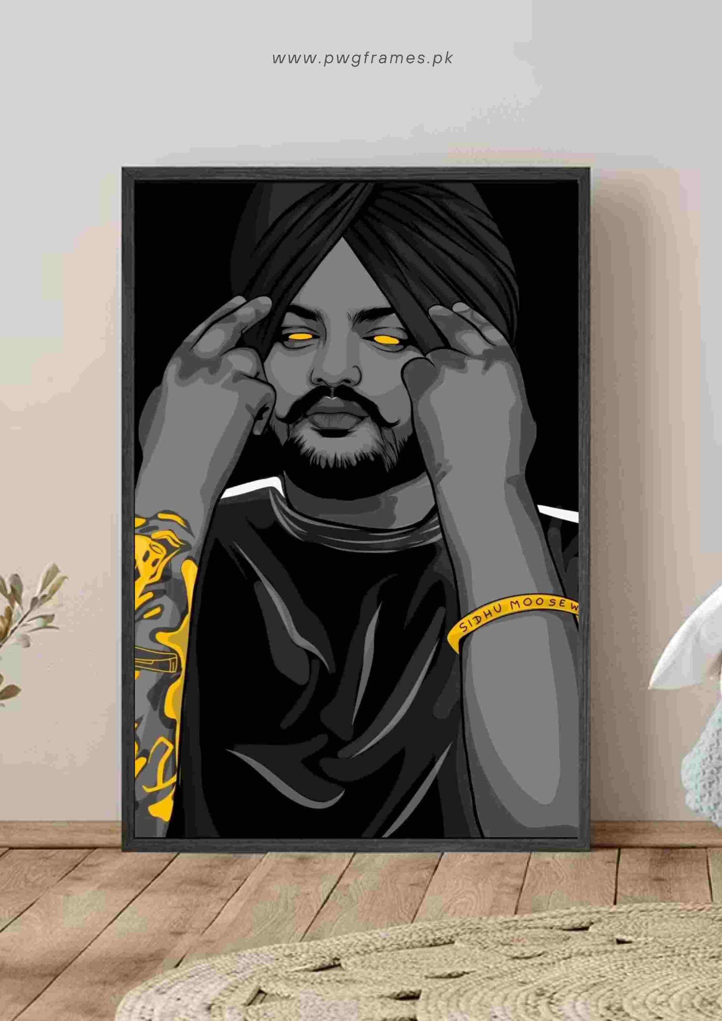 Sidhu Moose Wala Black and Gold Art Poster Wall Art