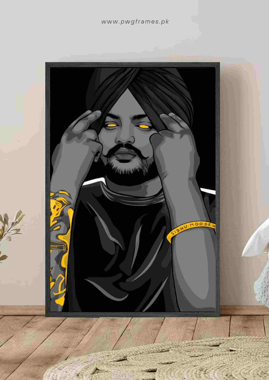 Sidhu Moose Wala Black and Gold Art Poster Wall Art