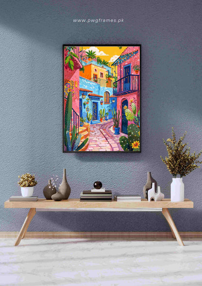 Vibrant Mexican Alleyway Poster Wall Art