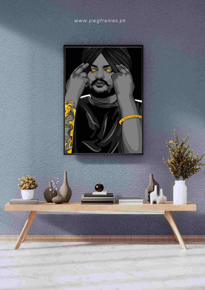 Sidhu Moose Wala Black and Gold Art Poster Wall Art