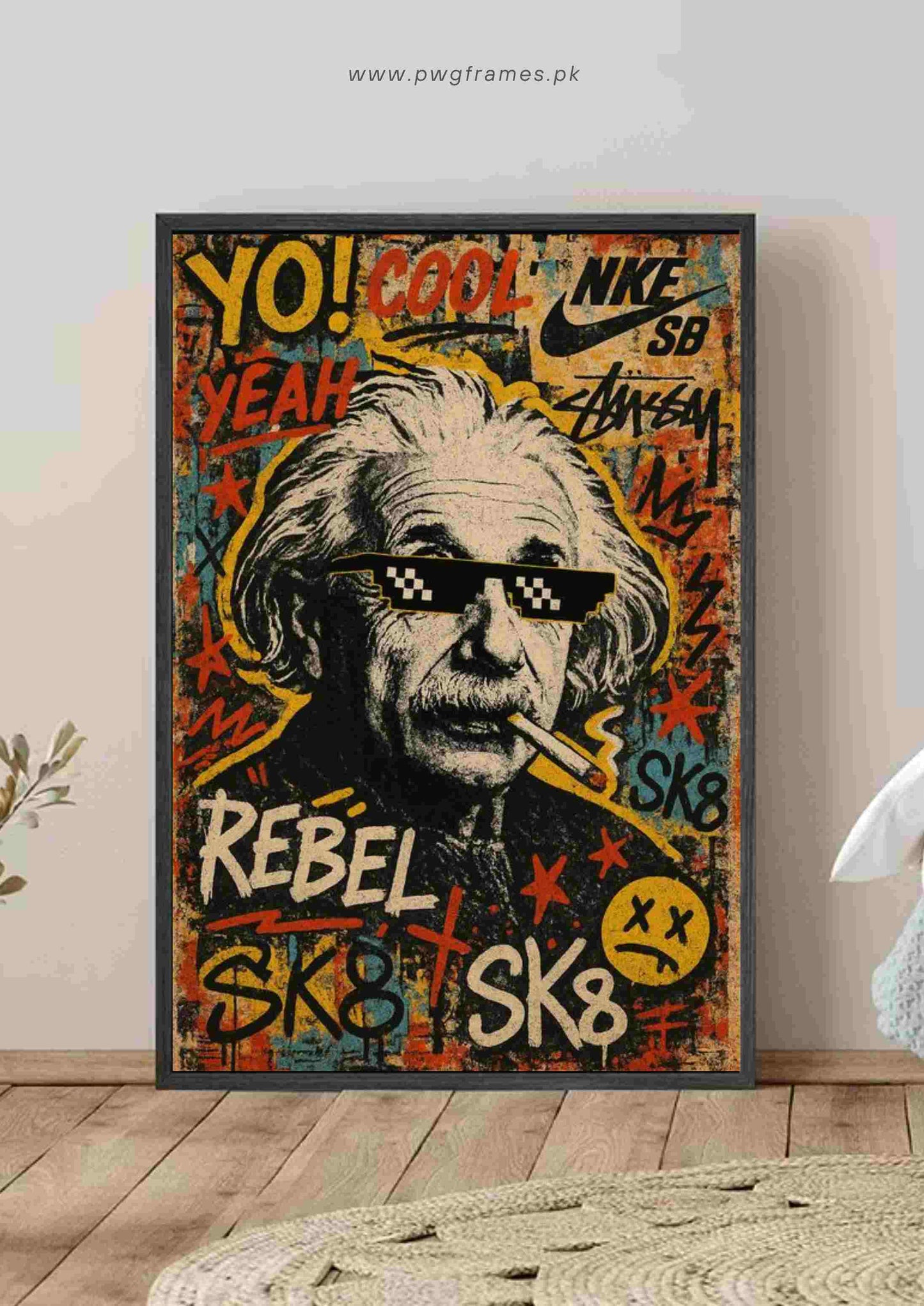 Albert Einstein Rebel Graffiti Poster Wall Art