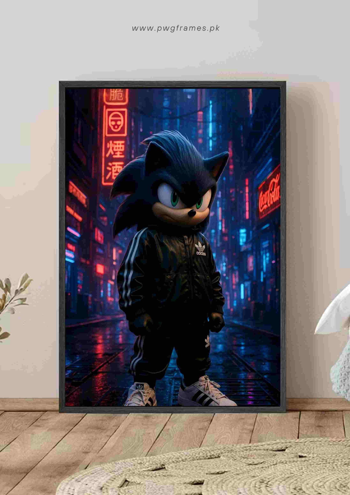 Cyberpunk Sonic in Streetwear Poster Wall Art