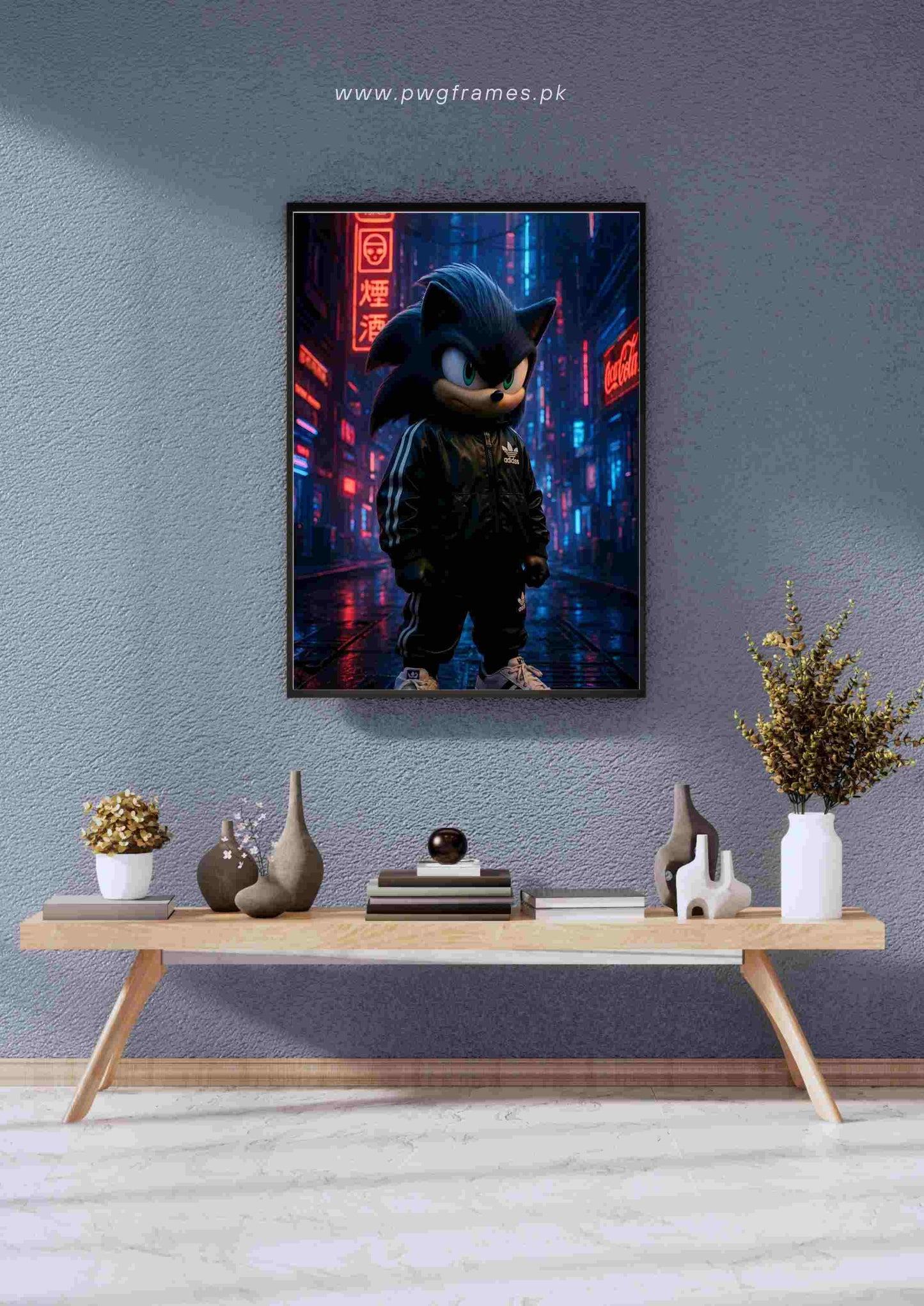Cyberpunk Sonic in Streetwear Poster Wall Art