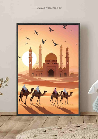 Desert Journey to the Mosque Poster Wall Art