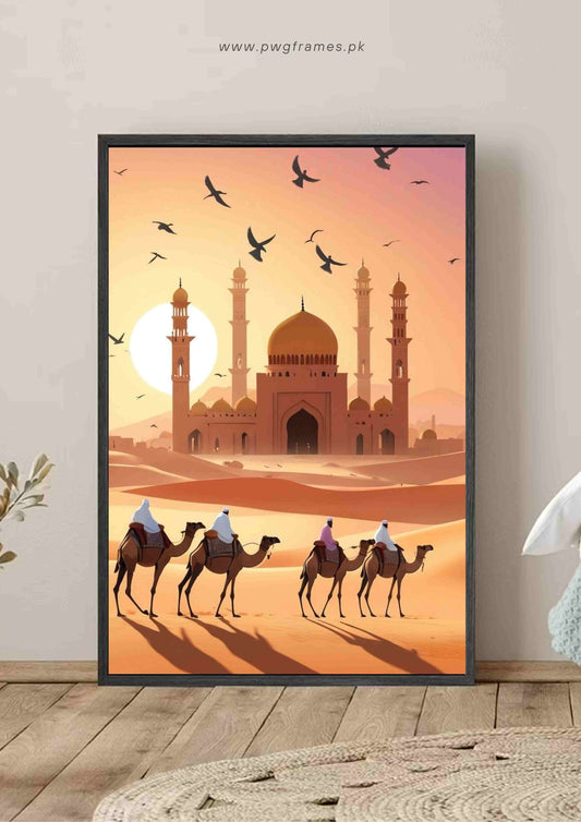 Desert Journey to the Mosque Poster Wall Art