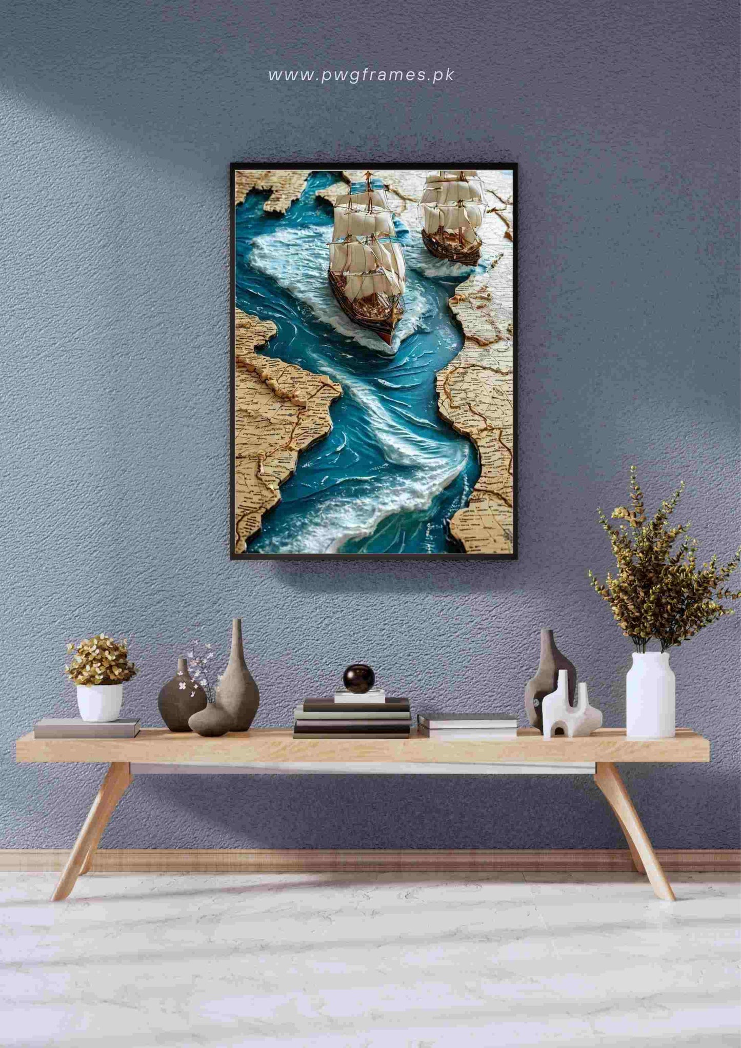 Old World Map and Ships Poster Wall Art