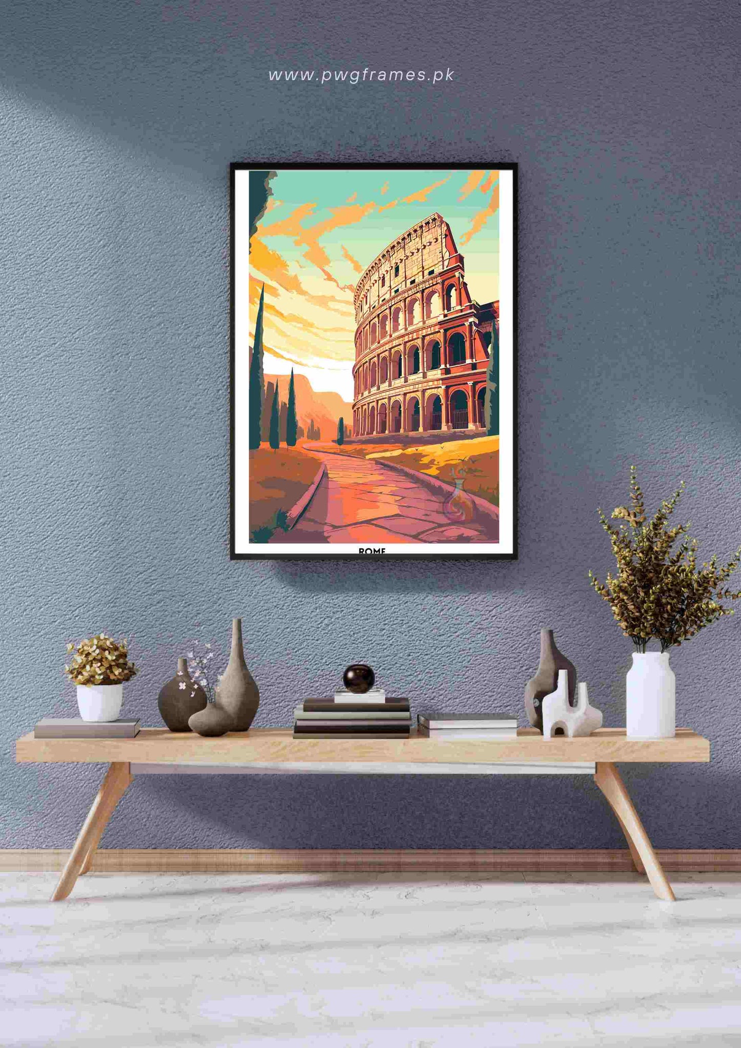 Vintage Rome Colosseum Sunset Poster Wall Art