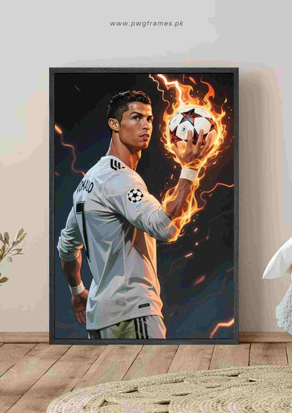 Cristiano Ronaldo Fire Ball Poster Wall Art
