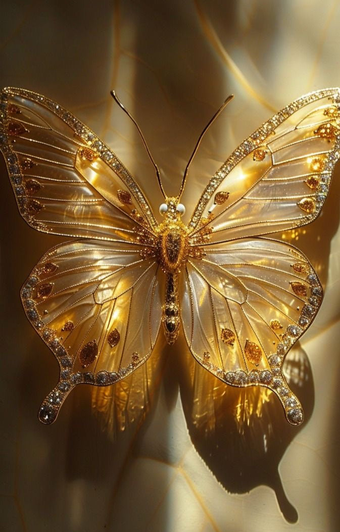 Ornate Golden Butterfly Wall Art