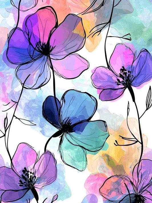 Colorful Watercolor Floral Wall Art
