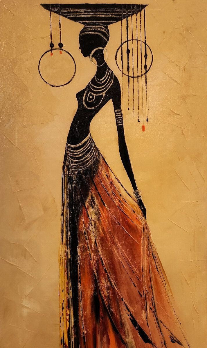 Gold & Black African Woman Wall Art