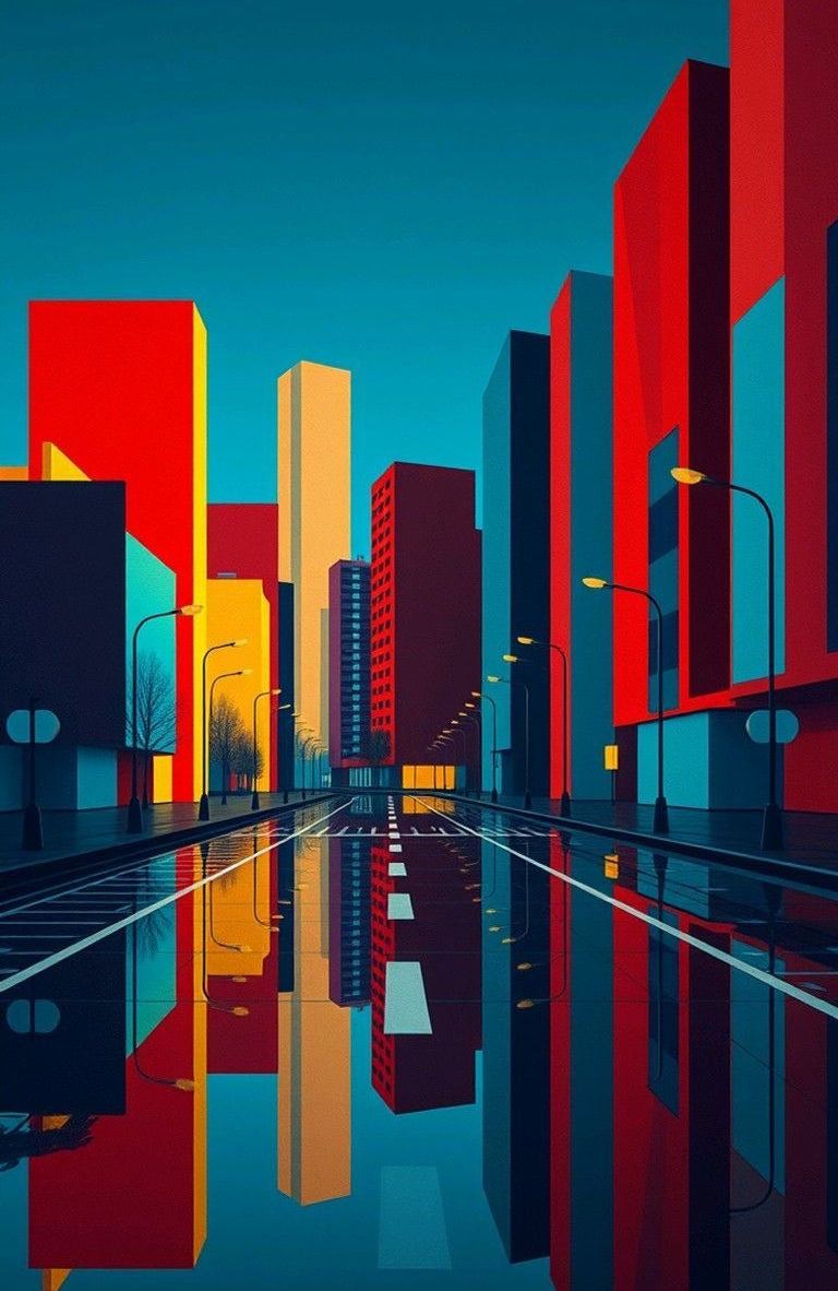 Colorful Cityscape Abstract Wall Art