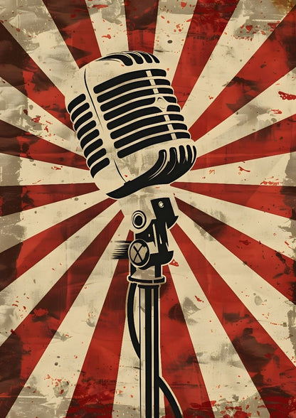 Vintage Microphone & Sunburst Wall Art