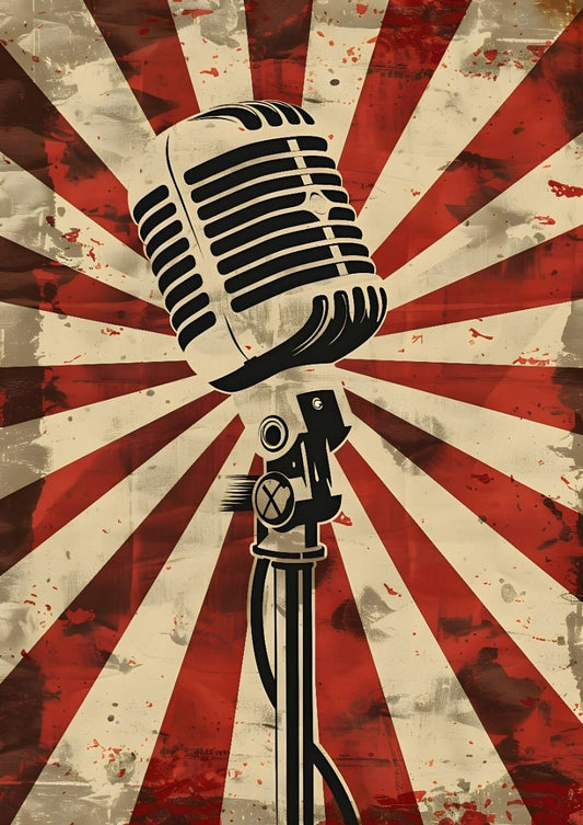 Vintage Microphone & Sunburst Wall Art