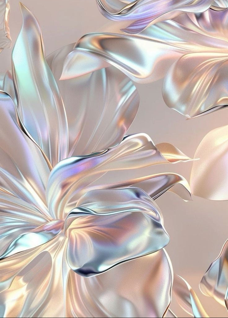 Pearl & Chrome Abstract Floral Wall Art