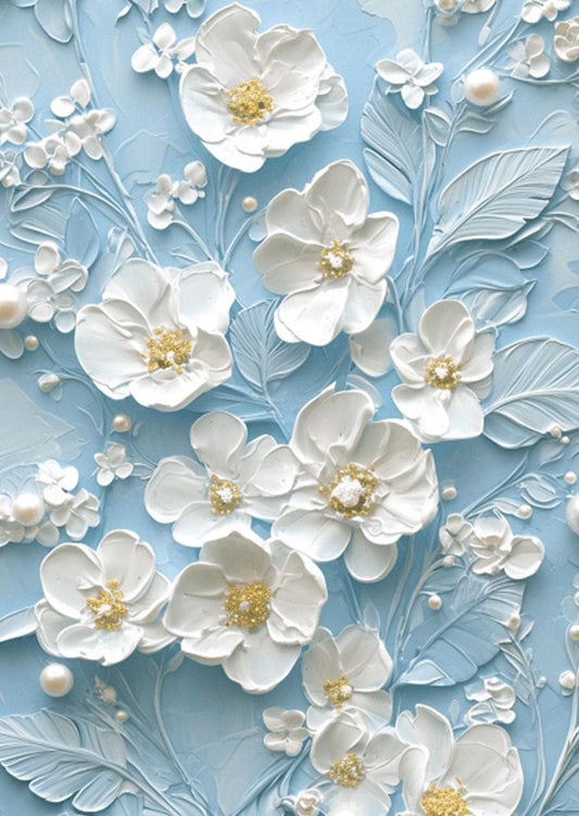 Textured White Floral Wall Art