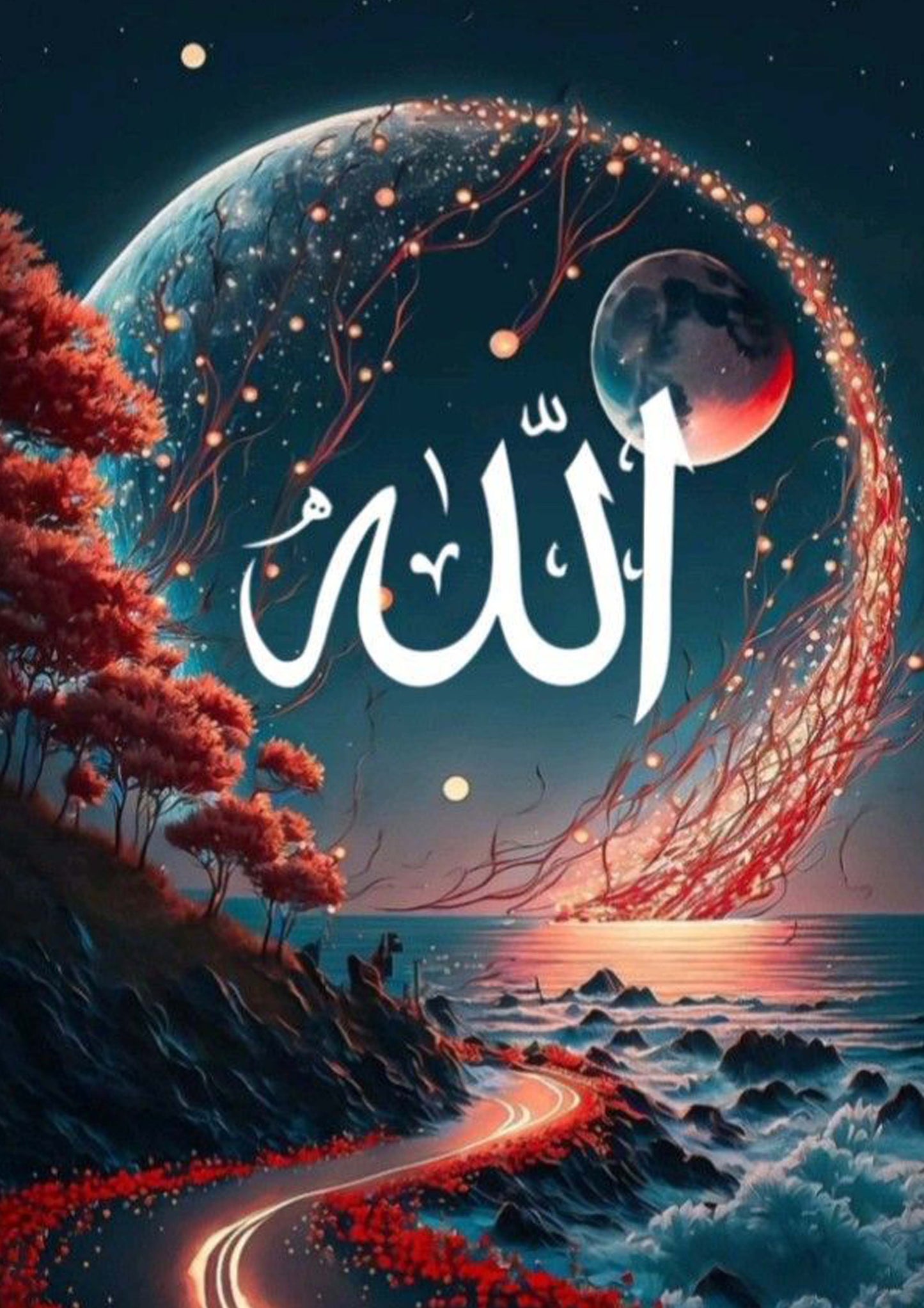 Allah Calligraphy Fantasy Wall Art