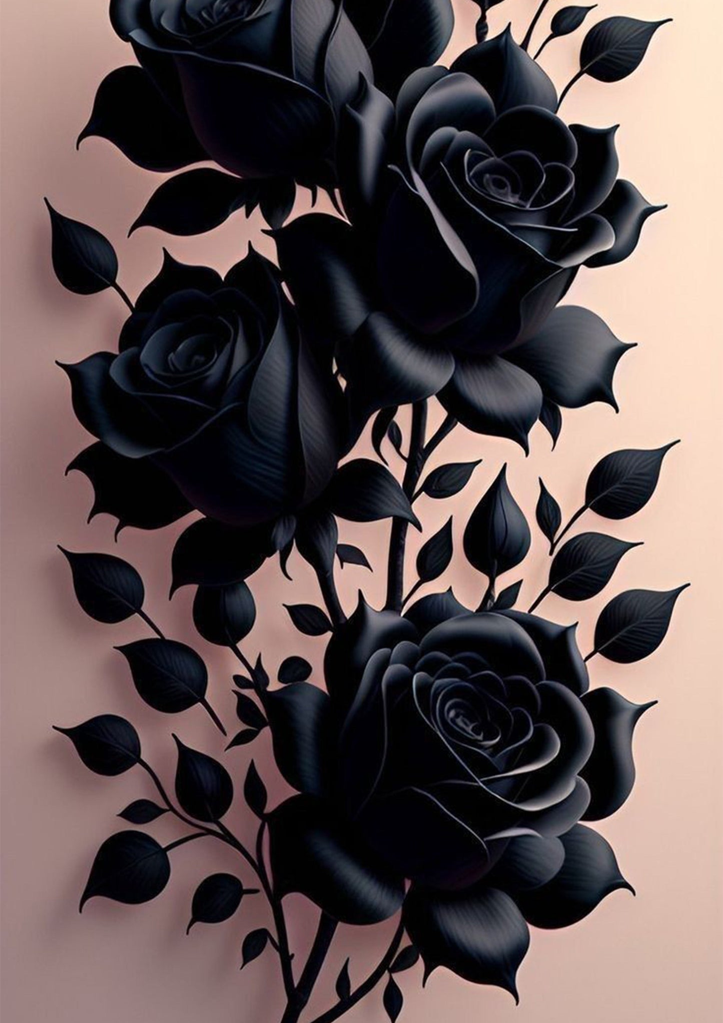 Black Roses on Pink Background Wall Art