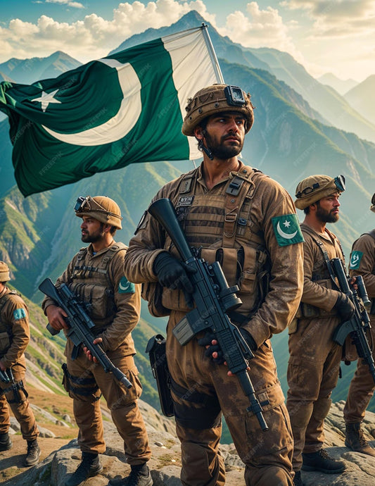 Pakistani Soldiers with Flag Poster Wall Art