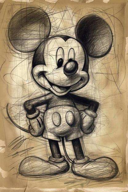 Mickey Mouse Sketch Poster Wall Art